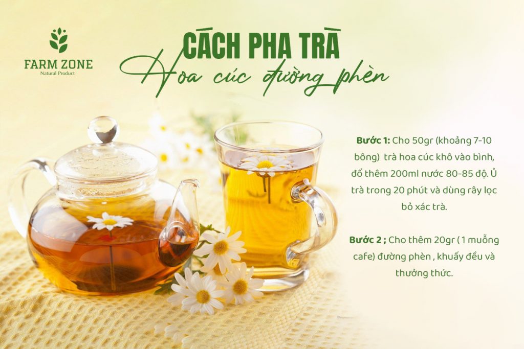 cách pha trà hoa cúc đường phèn