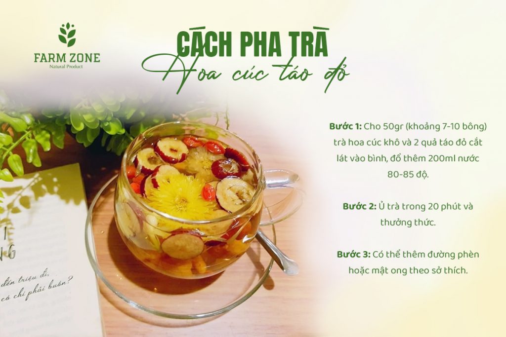 cách pha trà hoa cúc táo đỏ